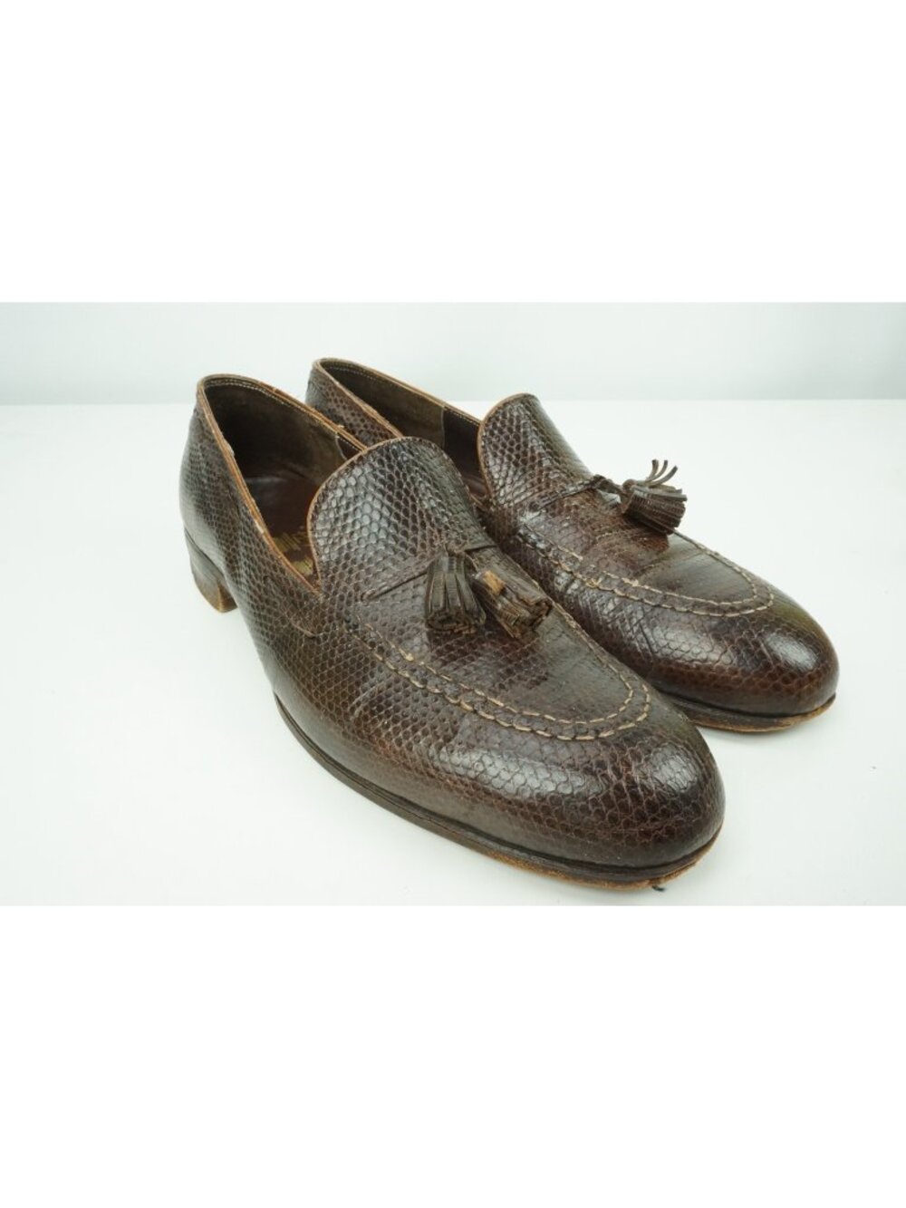 John Lobb Bespoke Dark Brown Lizard Tassel Loafer Sz 7E